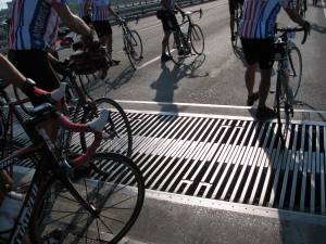 Expansion joints were too wide to even walk the bike.