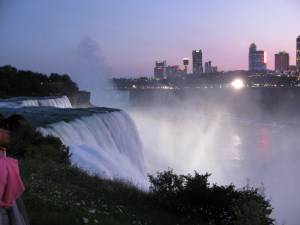 Niagara Falls at night, US side